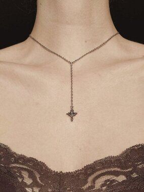 Gothic silver rosary necklace with a star pendant